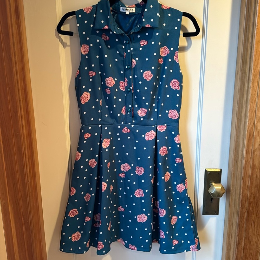 L. A Soul Dress Floral  Polk a Dots size M